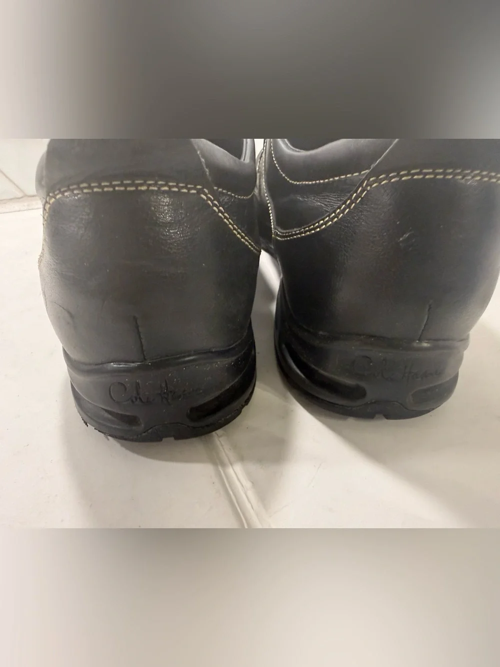 Cole Haan Men's Sz 12 Black Leather ‘Air Everett’ Slip On Loafers Shoes NikeAir
